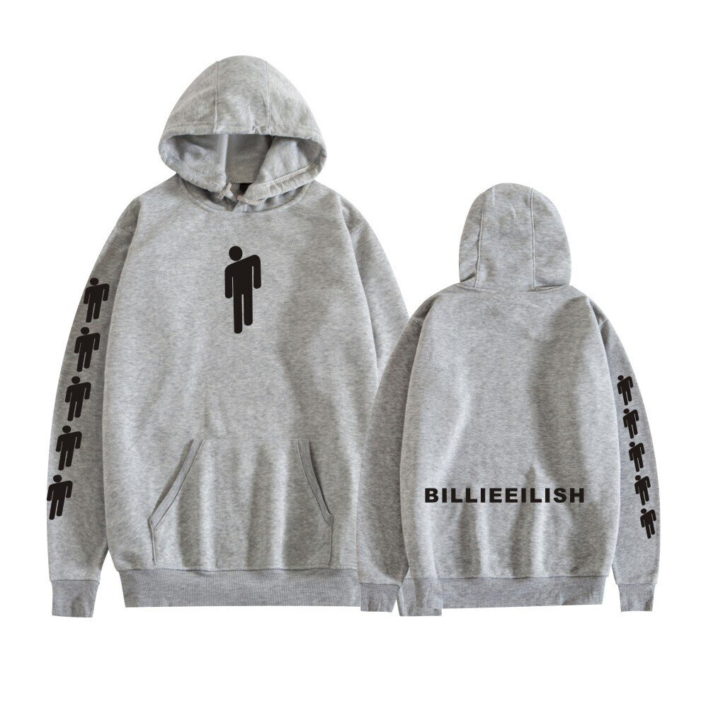 (Grey, L) Casual Unisex Hooded Sweatshirt Billie Eilish for Pullover Hoodie for Men Women