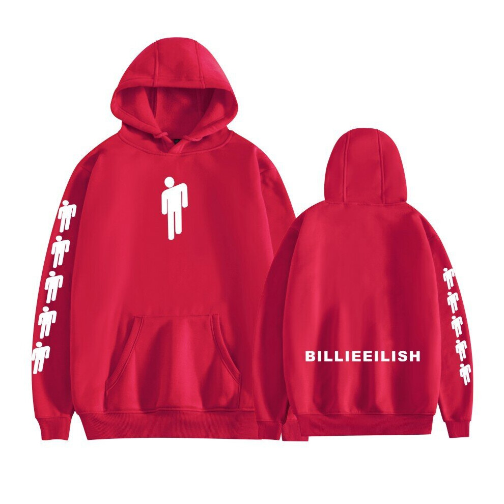 (Red, S) Casual Unisex Hooded Sweatshirt Billie Eilish for Pullover Hoodie for Men Women