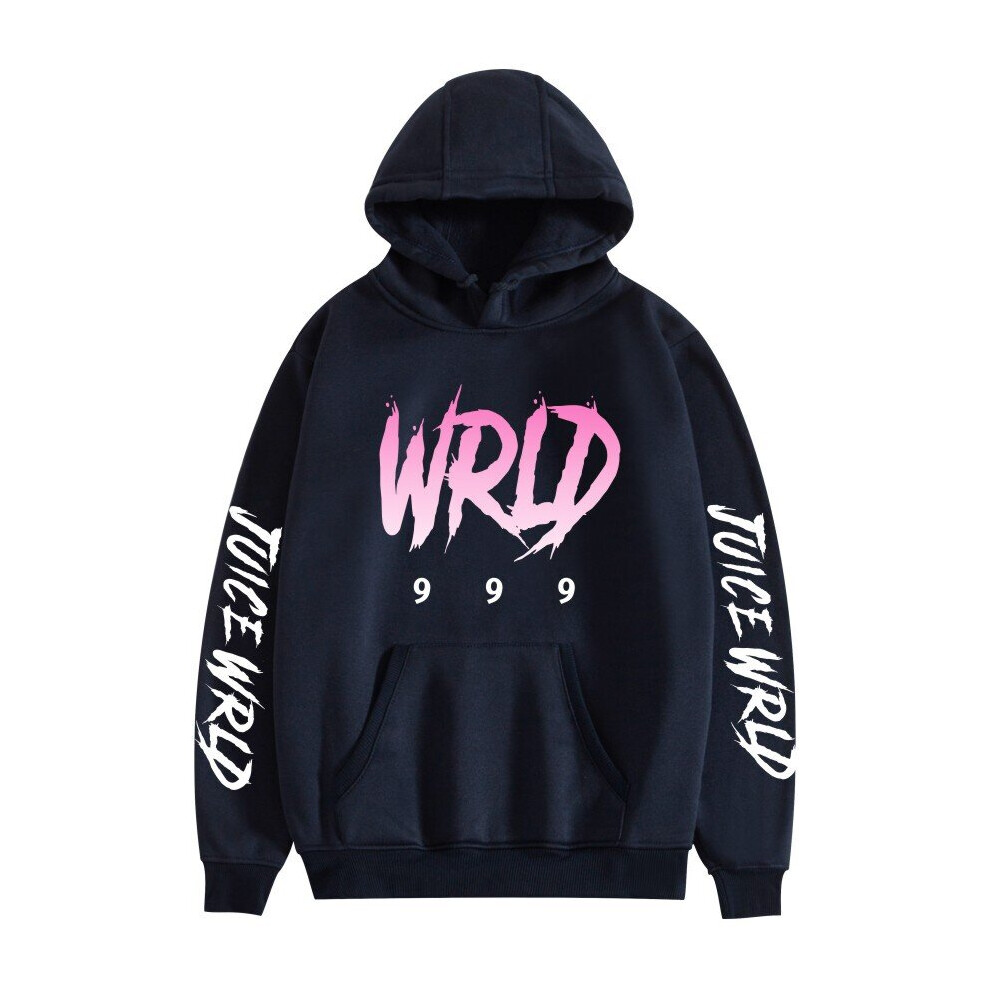 (Navy, XL) Juice Wrld Unisex Hoodie Long Sleeve Sweatshirt Pullover Hooded Sweater Sportswear For Men Women Teens