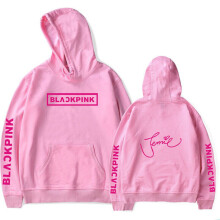 (JENNIE Pink, L) Kpop BlackPink Hoodies Pullover Jisoo Lisa Rose Jennie Hooded Sweater Jumper