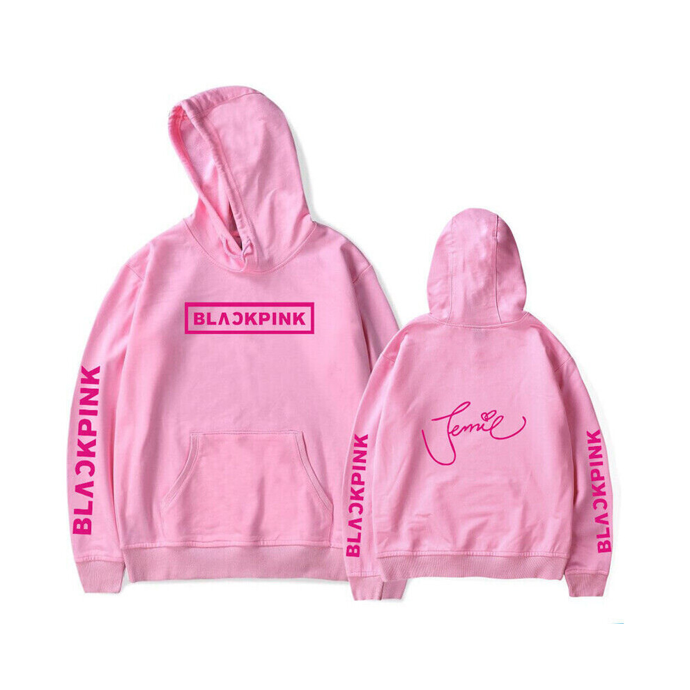 Kiikn (Jennie L) Kpop Black Hoodies Pullover Jisoo Lisa Rose Jennie Hooded Sweater Jumper Pink