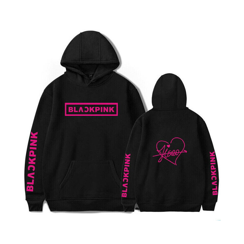 Kiikn (Jisoo M) Kpop Pink Hoodies Pullover Jisoo Lisa Rose Jennie Hooded Sweater Jumper Black