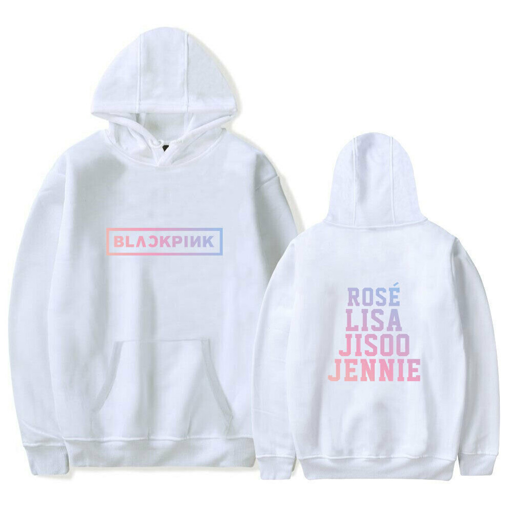 (White, XS(Please check the measurements)) Kpop BlackPink Hoodies Pullover Jisoo Lisa Rose Jennie Hooded Sweater Jumper-image-OPC-PBYZT69-NEW