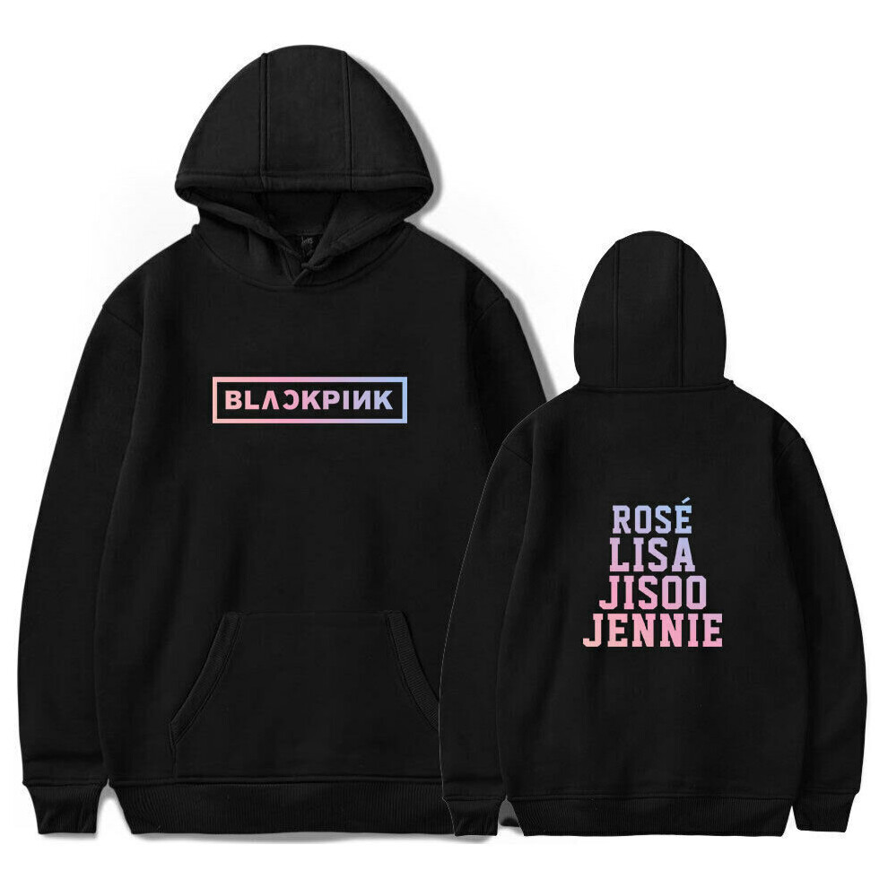 Kiikn (, S) Kpop Pink Hoodies Pullover Jisoo Lisa Rose Jennie Hooded Sweater Jumper Black