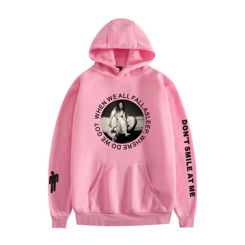 (Pink, XL) Casual Unisex Hooded Sweatshirt Billie Eilish for Pullover Hoodie for Men Women