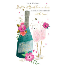Sister & Brother-In-Law Anniversary Card Embellished Champagne Greeting Card