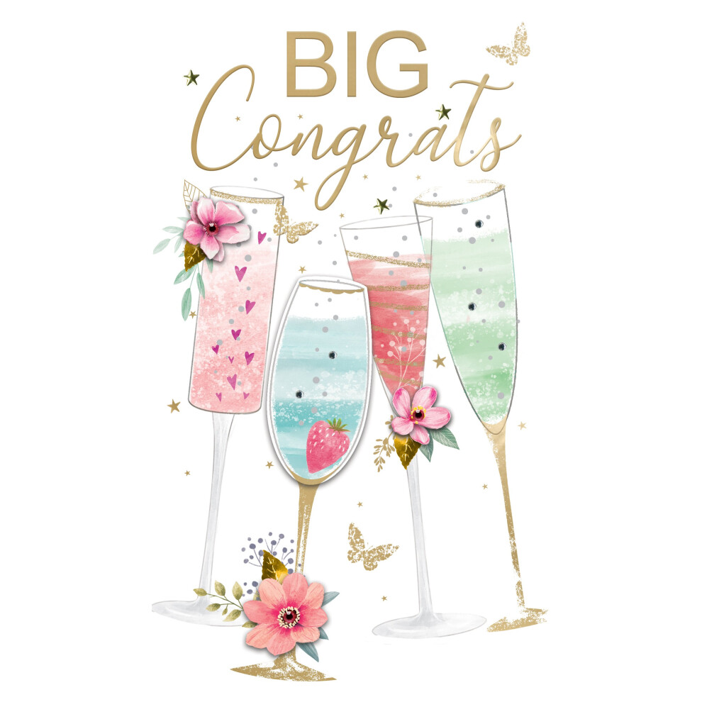 Second Nature Big Congrats Celebrate Congratulations Card Embellished Champagne Greeting Card