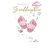 Beautiful Little Granddaughter New Baby Card Embellished Champagne Greeting Card