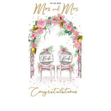 The New Mrs & Mrs Wedding Day Card Embellished Champagne Greeting Card