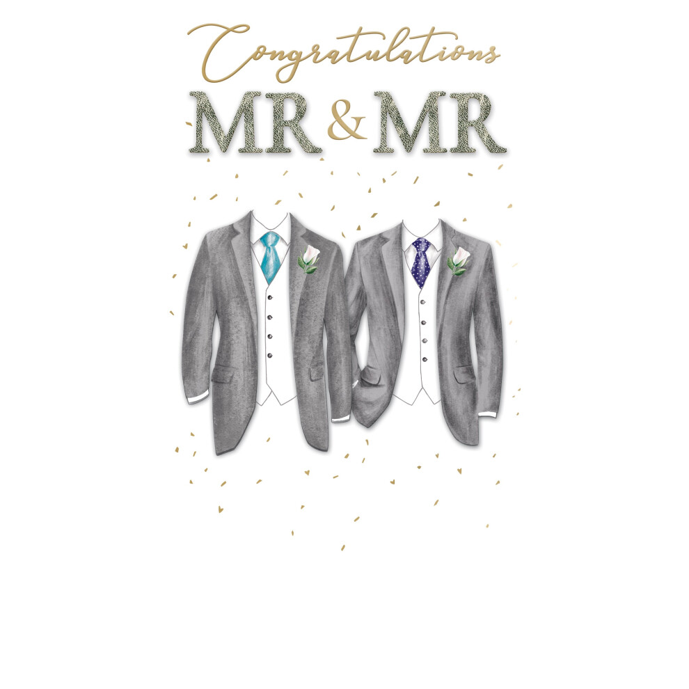 Second Nature Congratulations Mr & Mr Wedding Day Card Embellished Champagne Greeting Card