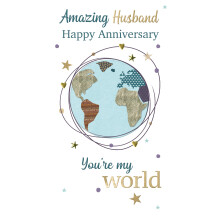 Amazing Husband My World Anniversary Card Embellished Champagne Greeting Card