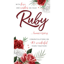 Love & Wishes Ruby 40th Anniversary Card Embellished Champagne Greeting Card