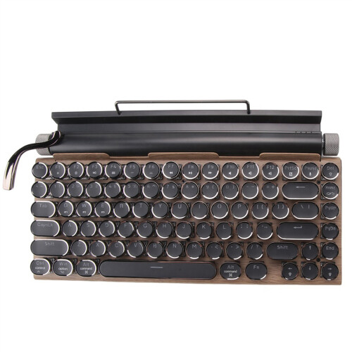 Retro Typewriter Keyboard Wireless Bluetooth Keyboard USB-Wood Color 1