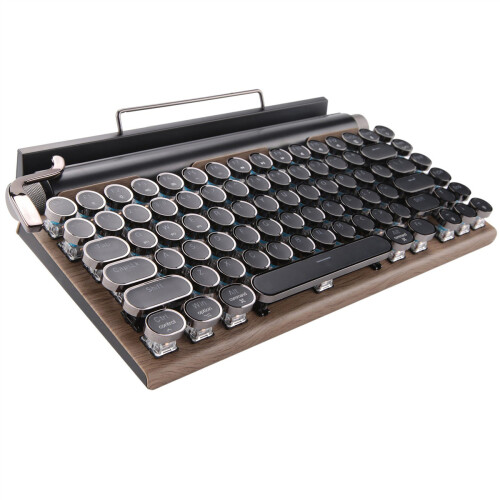 Retro Typewriter Keyboard Wireless Bluetooth Keyboard USB-Wood Color 2