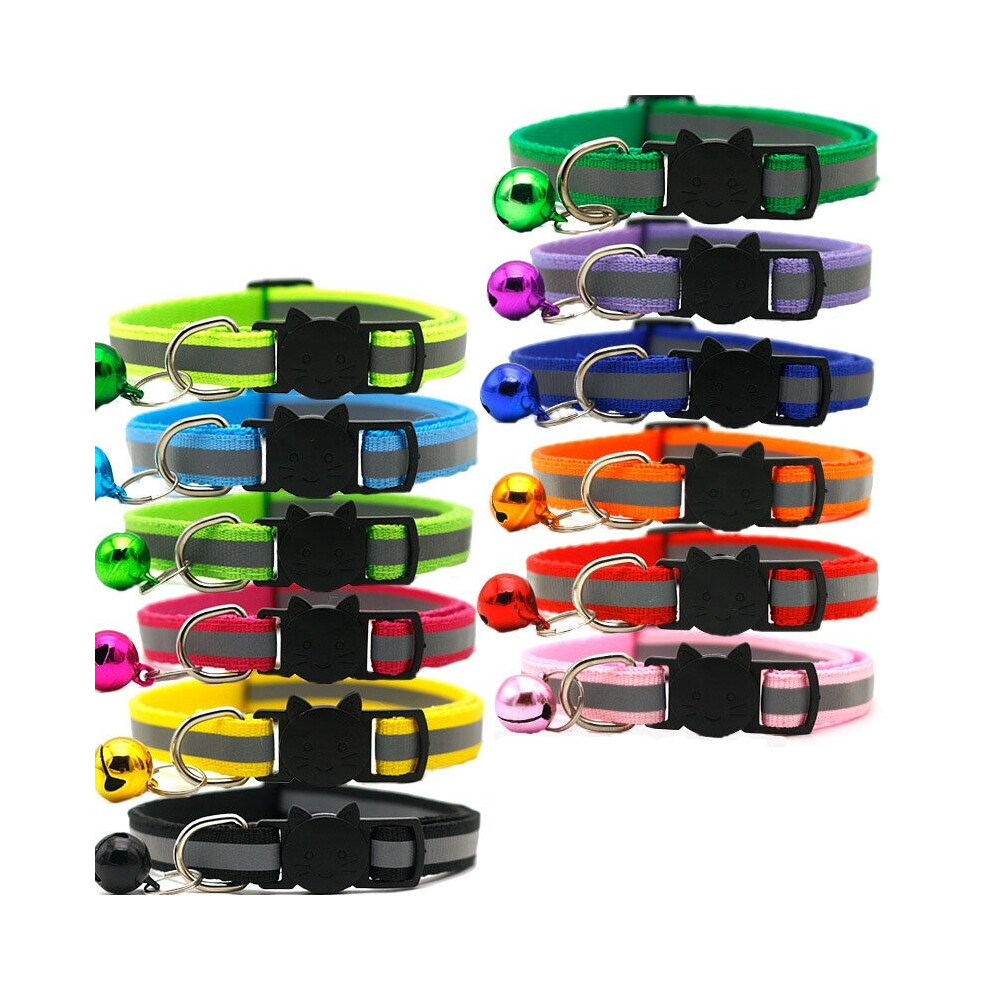 12 Pcs Reflective Cat Collars Quick Release Safety Buckle with Bell