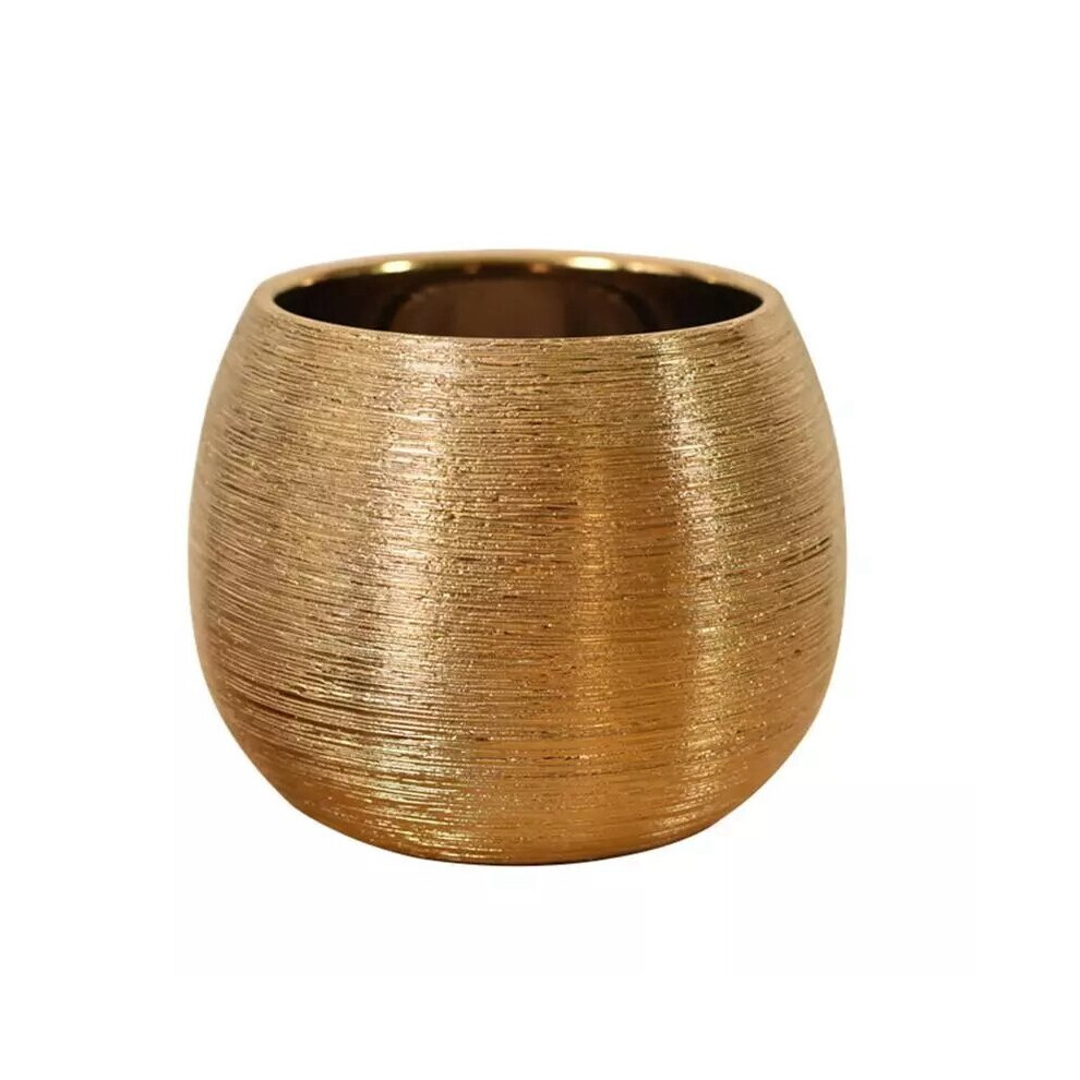 Typecat Ceramic Plant Pot Planter Unique -Plated Succulent Flower Vase Gold