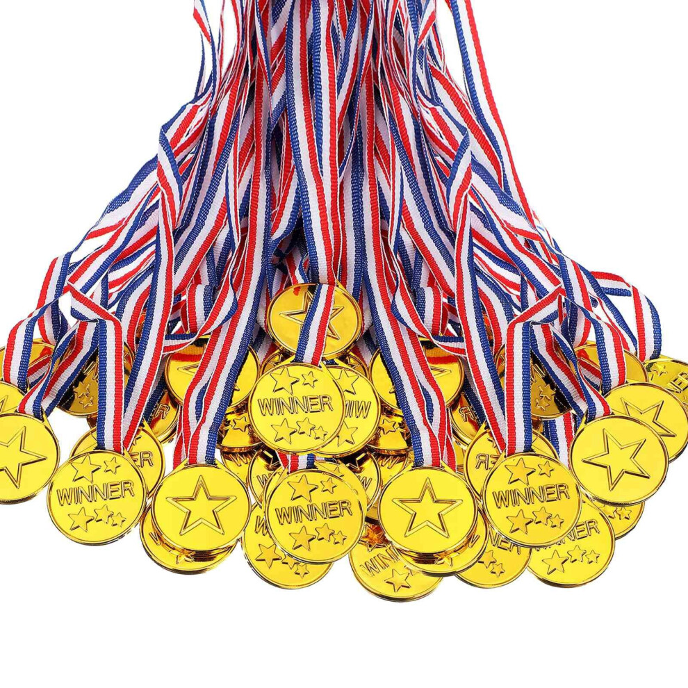 100 Pieces Kids Plastic Winner Medals Gold Winner Award Medals