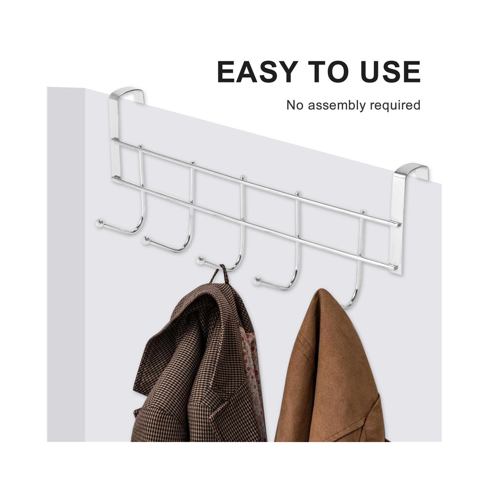 Over the Door 5 Hooks Organizer Rack Clothes Coat Hat Towel Hanger