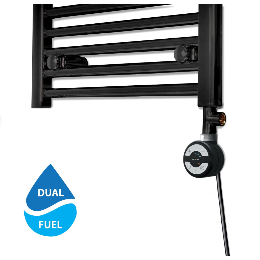 (Black, 400 W) Terma Moa Electric Element Towel Rail Dual Fuel 5056616531723