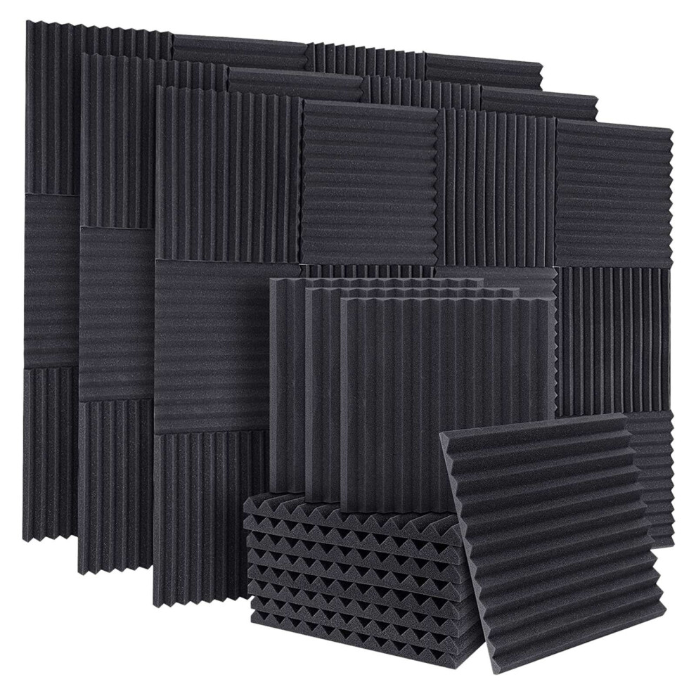 50Pcs Acoustic Soundproof Foam Sound Absorbing Panels,1X12X12Inch