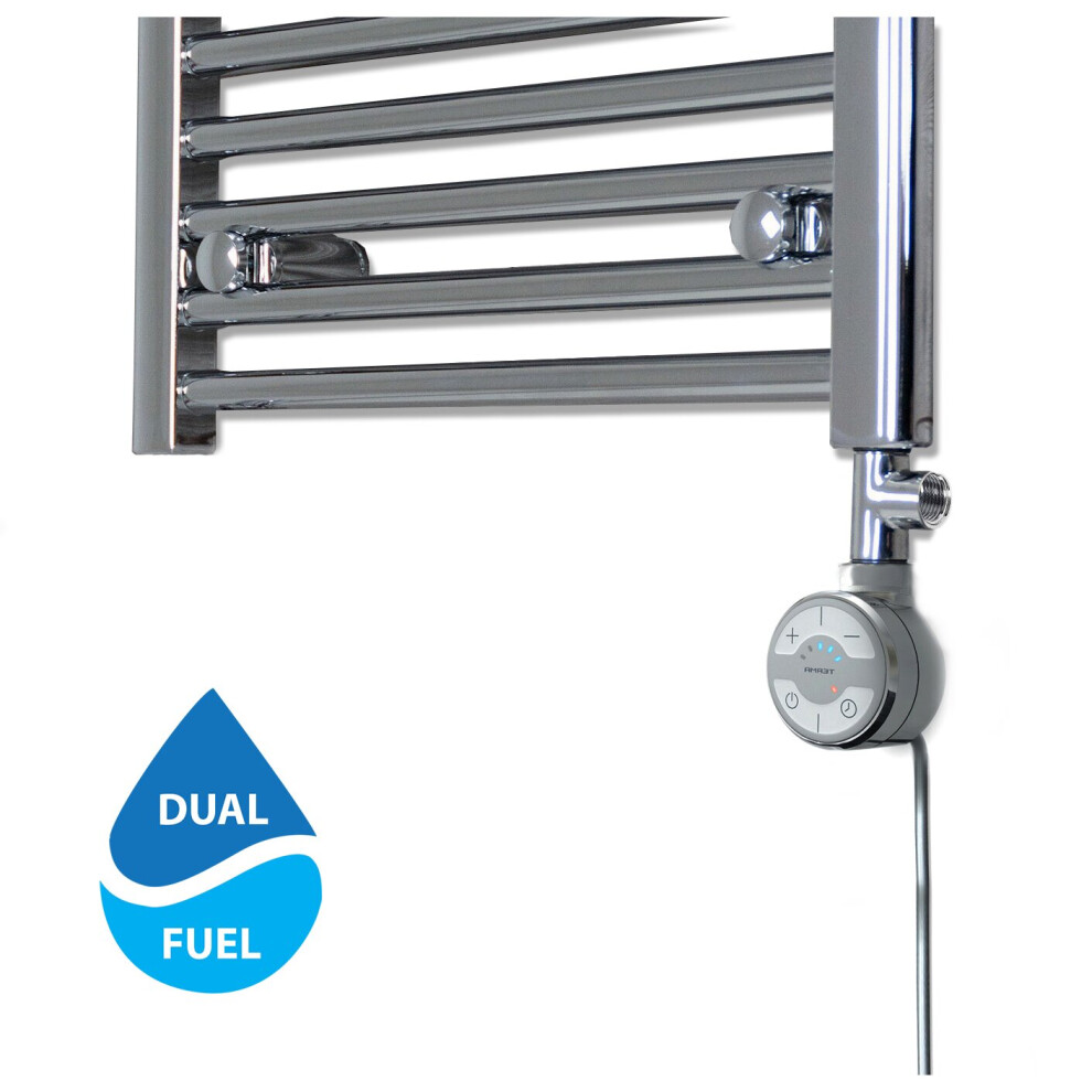 (Chrome, 600 W) Terma Moa Electric Element Towel Rail Dual Fuel 5056616531792