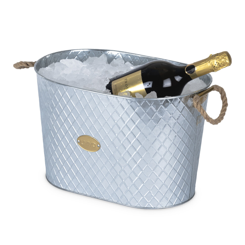 Livivo 24L Galvanised Metal Ice Drinks Buckets With Handles Beverage