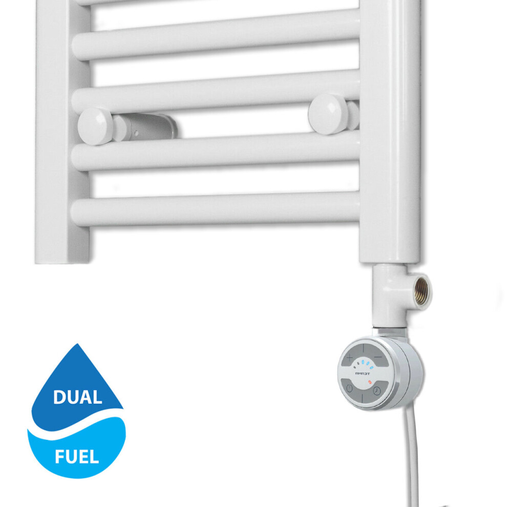(White, 400 W) Terma Moa Electric Element Towel Rail Dual Fuel 5056616531846