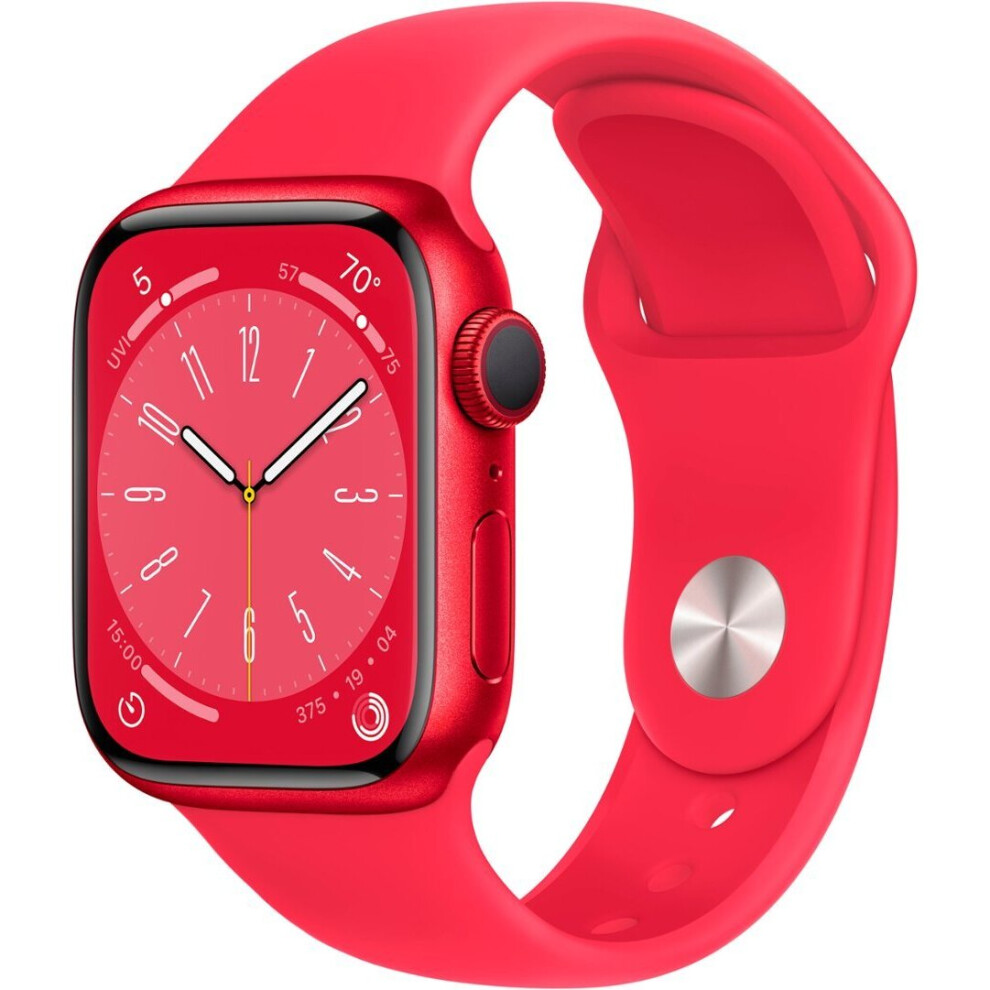 Apple Watch Series 8 41mm Aluminum Case with RED Sport Band - M/L- RED