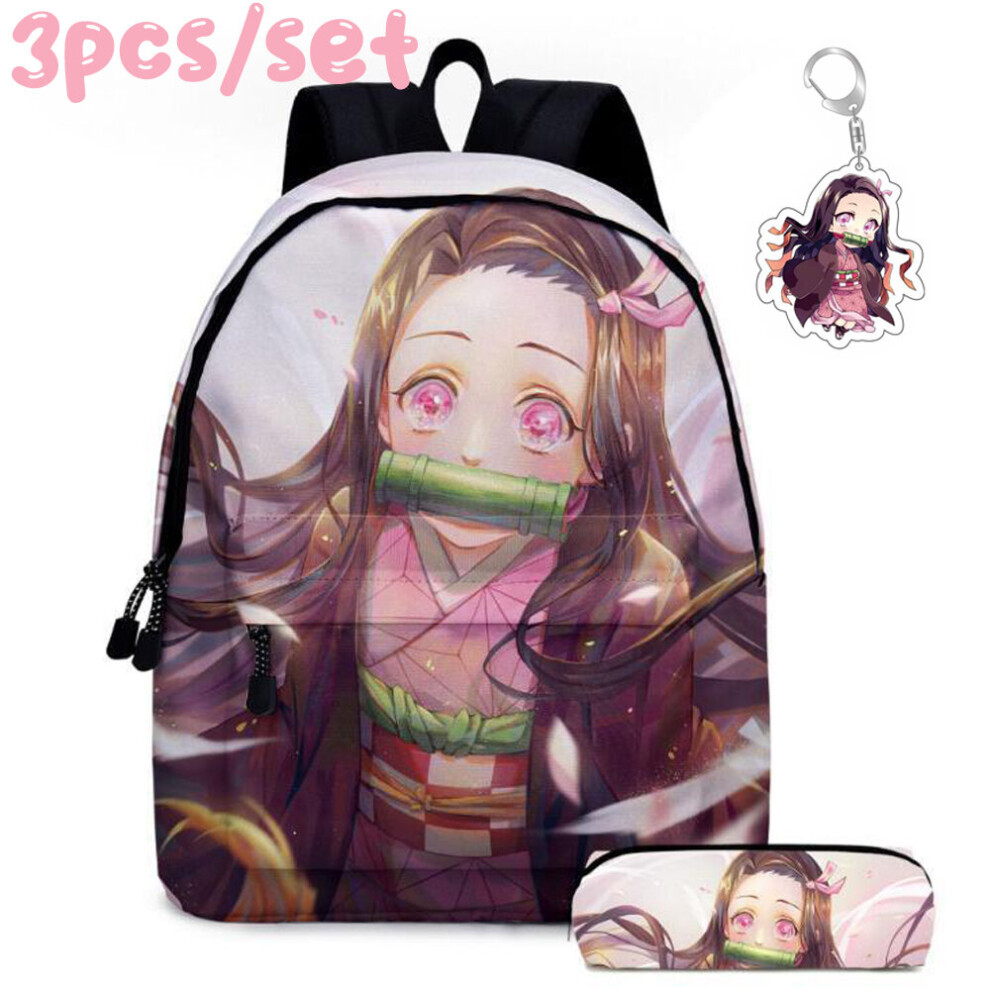 (#02) 3pcs/set Demon Slayer Nezuko School Backpack set