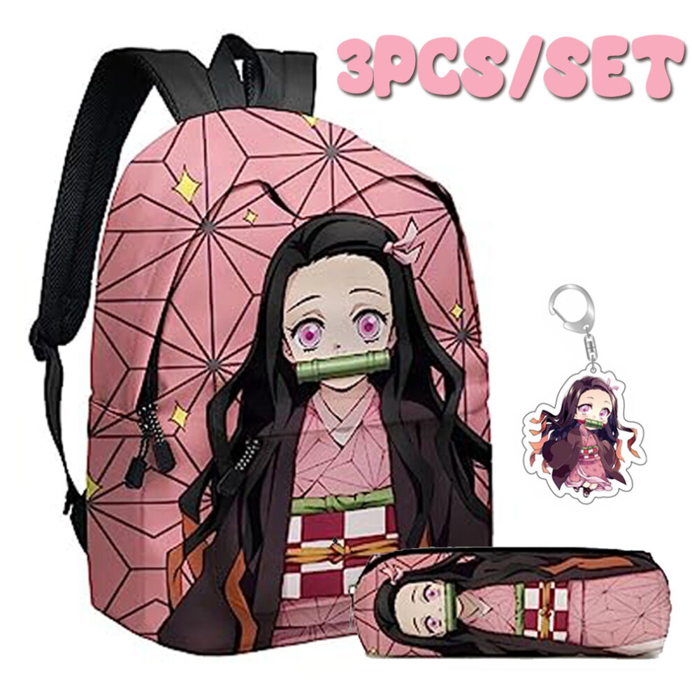 Aoma (#03) Demon Slayer Nezuko Backpack With Pencil Case Keychain
