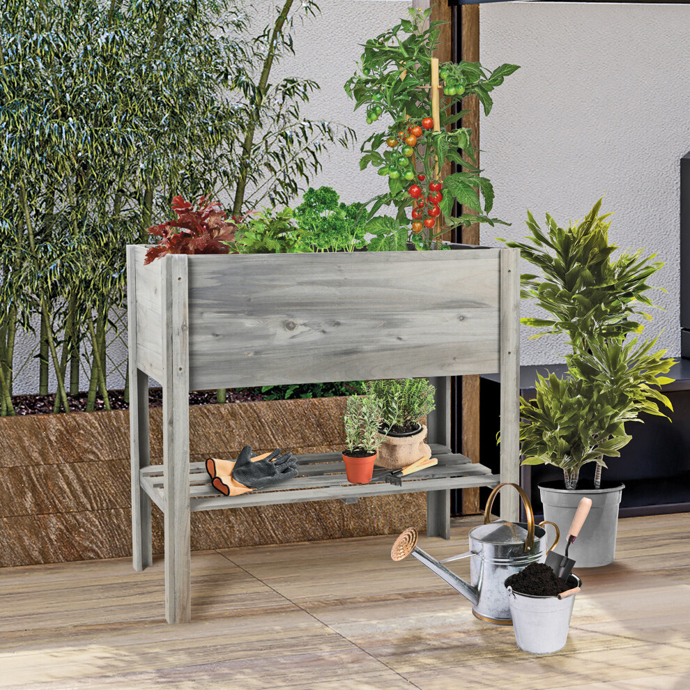 Urbn Living Wooden Raised Standing Garden Bed Rustic Plant Herb Flower Planter Box