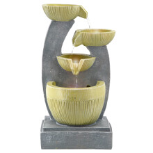 (3 Tier Bowls Fountain) GEEZY Garden Fountain Water Feature LED Lights Indoor Outdoor Polyresin Statues Decor