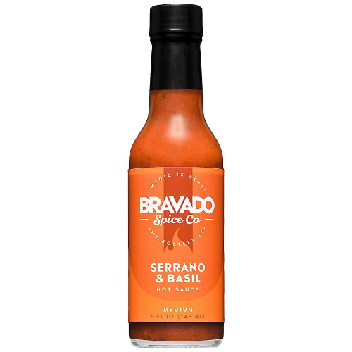 Medium Chilli Sauce Serrano & Basil Table Condiment Bravado Spiced