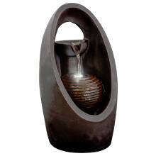 (Oval Fountain) GEEZY Garden Fountain Water Feature LED Lights Indoor Outdoor Polyresin Statues Decor
