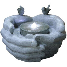 (Cupped Hands Fountain) GEEZY Garden Fountain Water Feature LED Lights Indoor Outdoor Polyresin Statues Decor