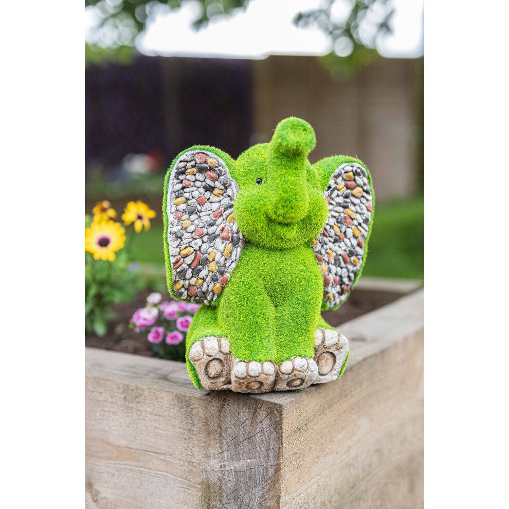 Decorative Elephant Grass & Stone Effect Resin Garden Ornament