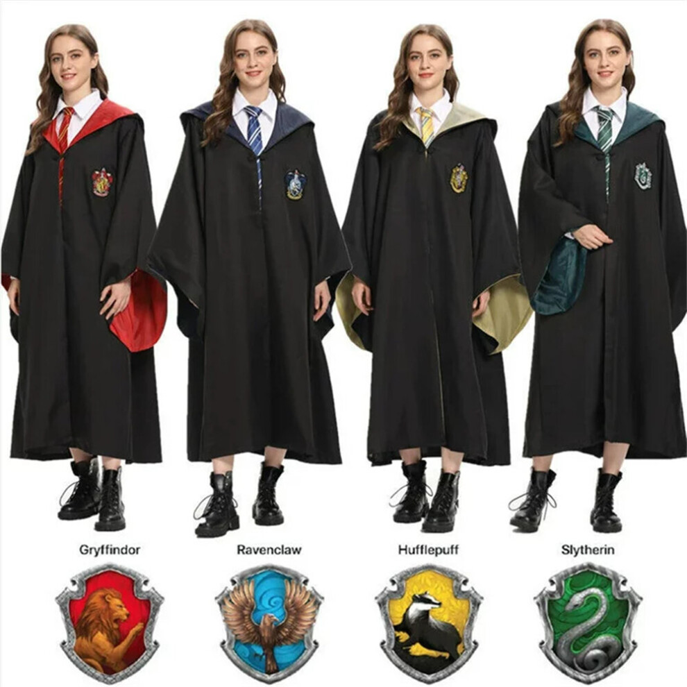 (Kids-155, Green -Slytherin) Harry Potter Costume Robe Cloak Cosplay Gryffindor Adult Kids Harry Potter Fans