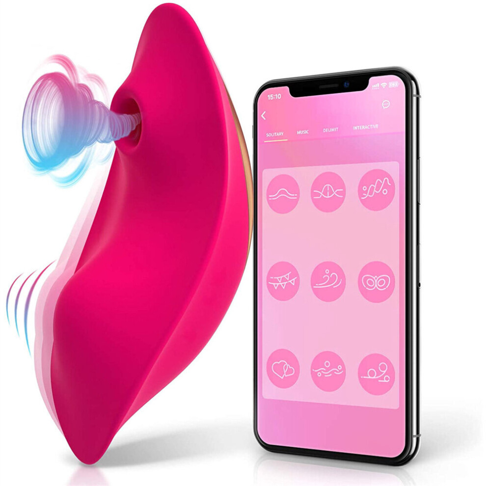 (App Control) Remote Control + APP Control Wearable Vibrator, Clitoral Butterfly Vibrator with 9 Vibration Modes