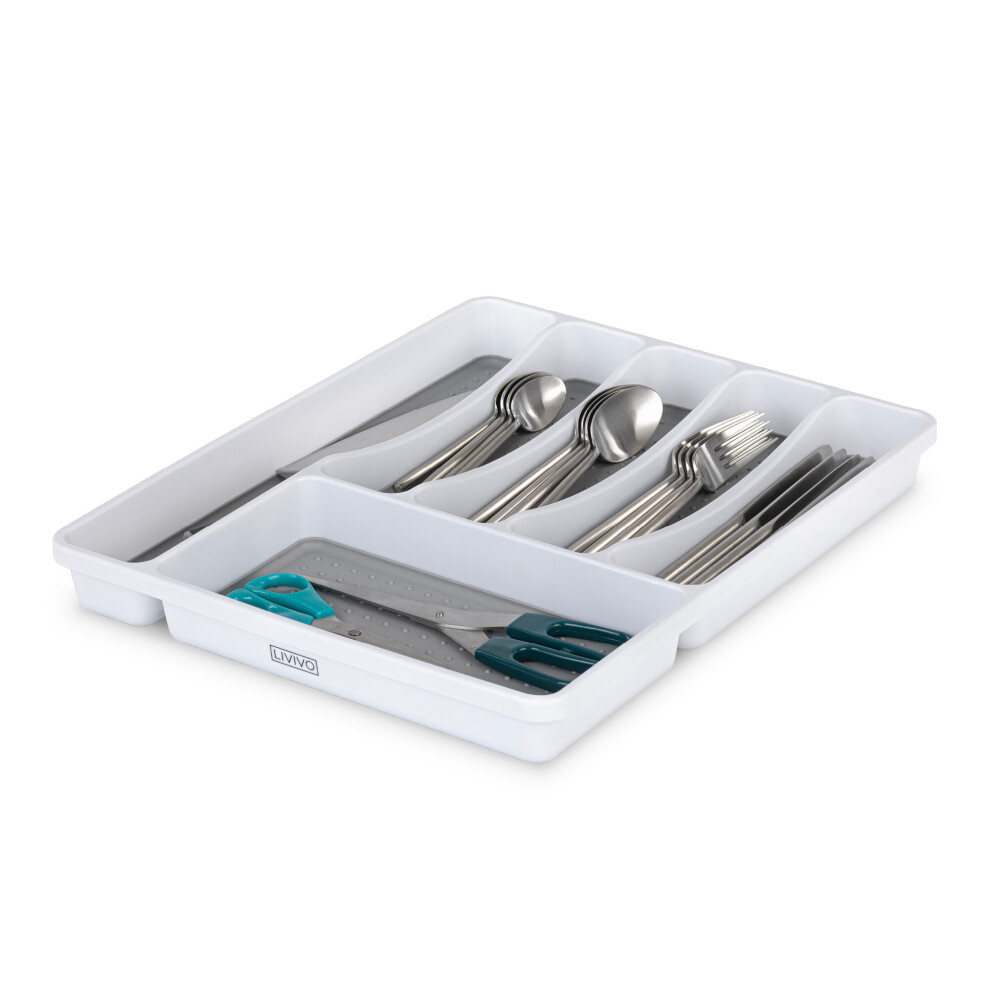 6 Compartment Cutlery Tray - Organize Kitchen Forks, Spoons, Knives, and Utensils