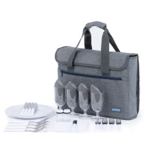 LIVIVO 4-Person Picnic Hamper Briefcase with Insulated Cooler & Wine Cooler (PB801) - Stylish All-In-One Outdoor Picnic Set