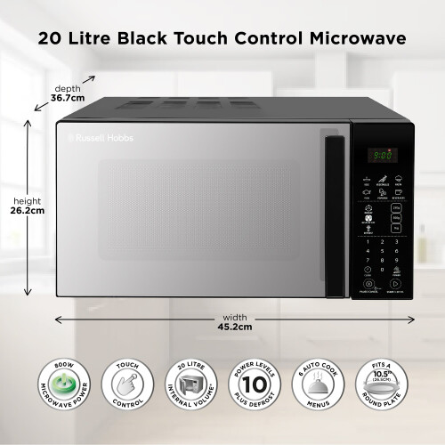 Russell Hobbs Russell Hobbs Touch Control Microwave 20L 800W Digital RHMT2004B 1