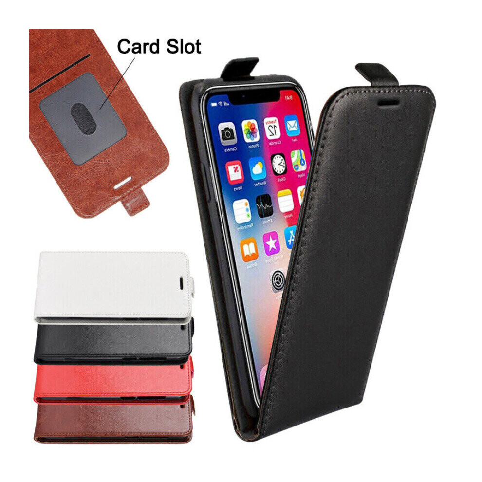 (For Apple iPhone 11 Pro Max, Brown) iPhone Leather Flip Vertical Case with Card Slot