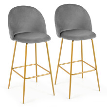 74 cm Velvet Upholstered Bar Height Stools Modern Bar Chairs Set of 2