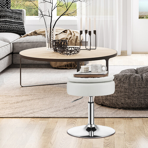 Casart Tufted Vanity Swivel Stool Height Adjustable Accent Storage Ottoman 2