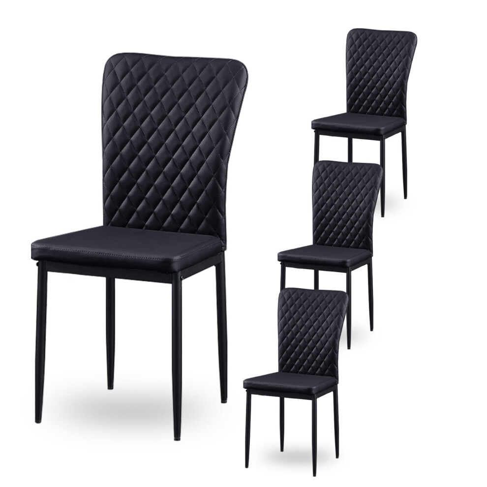 (Black(PU), 4 pcs) 4/6 Dining Chairs High Back Velvet/PU Office