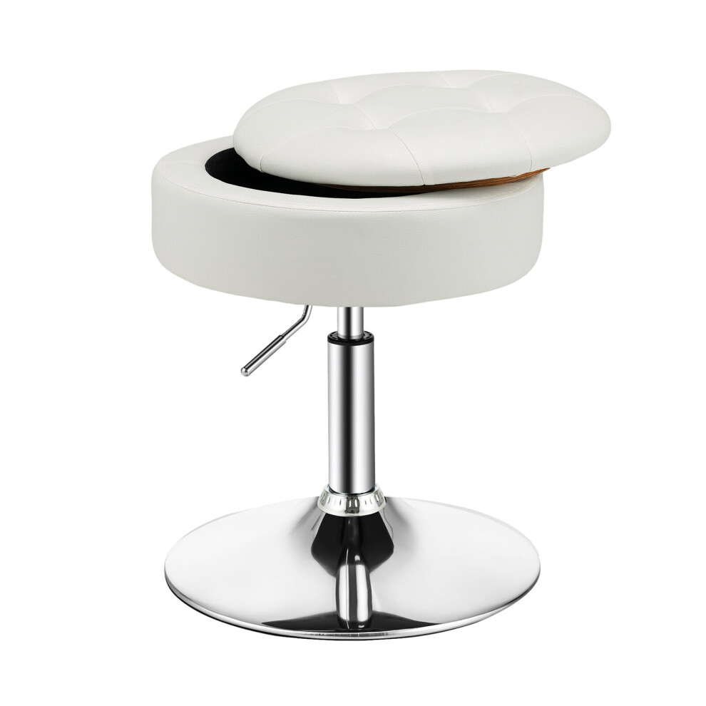 Tufted Vanity Swivel Stool Height Adjustable Accent Storage Ottoman