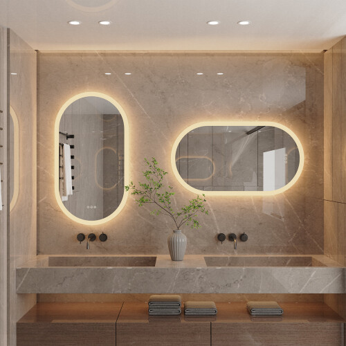 (1000x500mm) Illuminated Oval Backlit Wall Led Bathroom Mirror 1