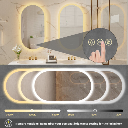 (1000x500mm) Illuminated Oval Backlit Wall Led Bathroom Mirror 2