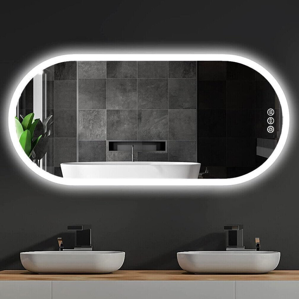 (1200x600mm with Touch Sensor Switch and Demister Pad) Illuminated Oval Backlit Wall Led Bathroom Mirror