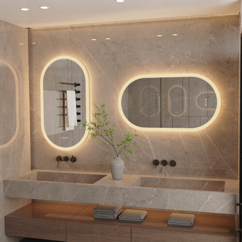 (1200x600) Illuminated Oval Backlit Wall Led Bathroom Mirror 1